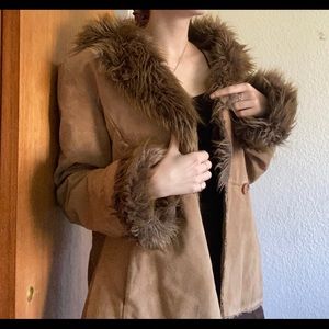 Y2K faux fur trim coat